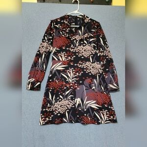 Ann Taylor Floral Midi Dress - Black and Red